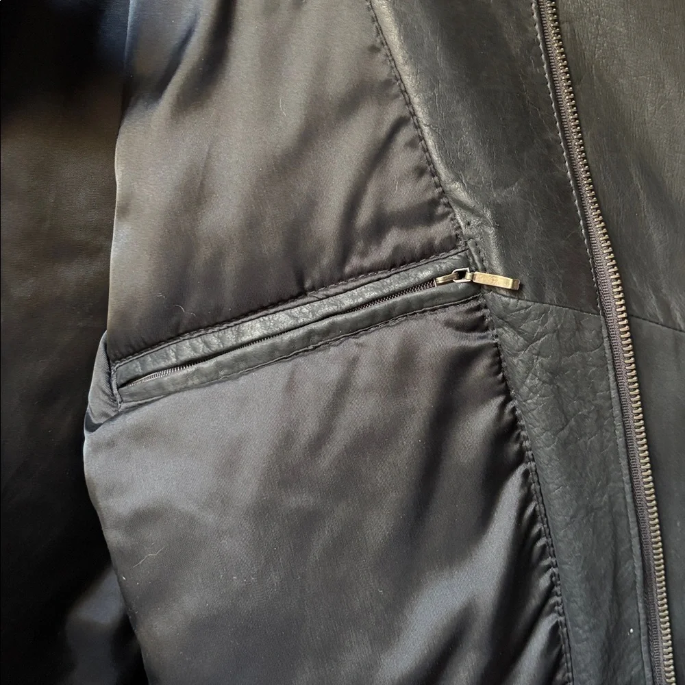 Black Leather Vintage Men's Moto Zip Jacket - Picture 12 of 15